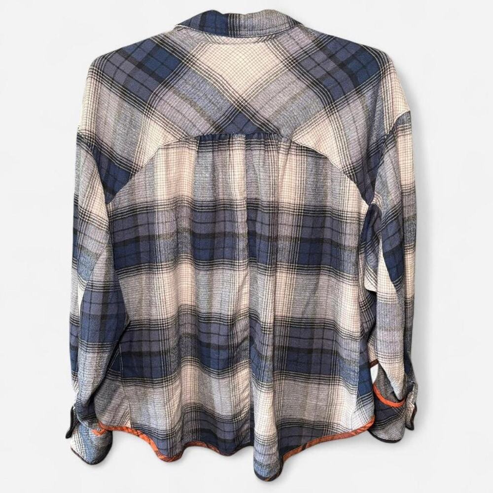 BDG Women M Flannel Shirt Checkered Casual Gray Blue - Picture 6 of 8